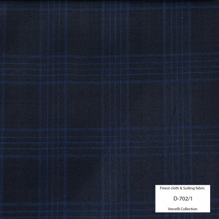 D702/1 Vercelli VII - 95% Wool - Đen caro xanh